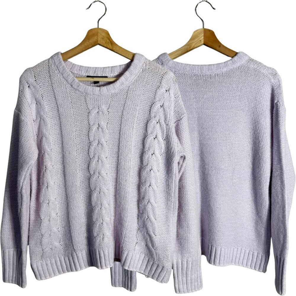 Banana Republic Chunky Cable Knit Sweater Pullover Women's Small Lilac Academia